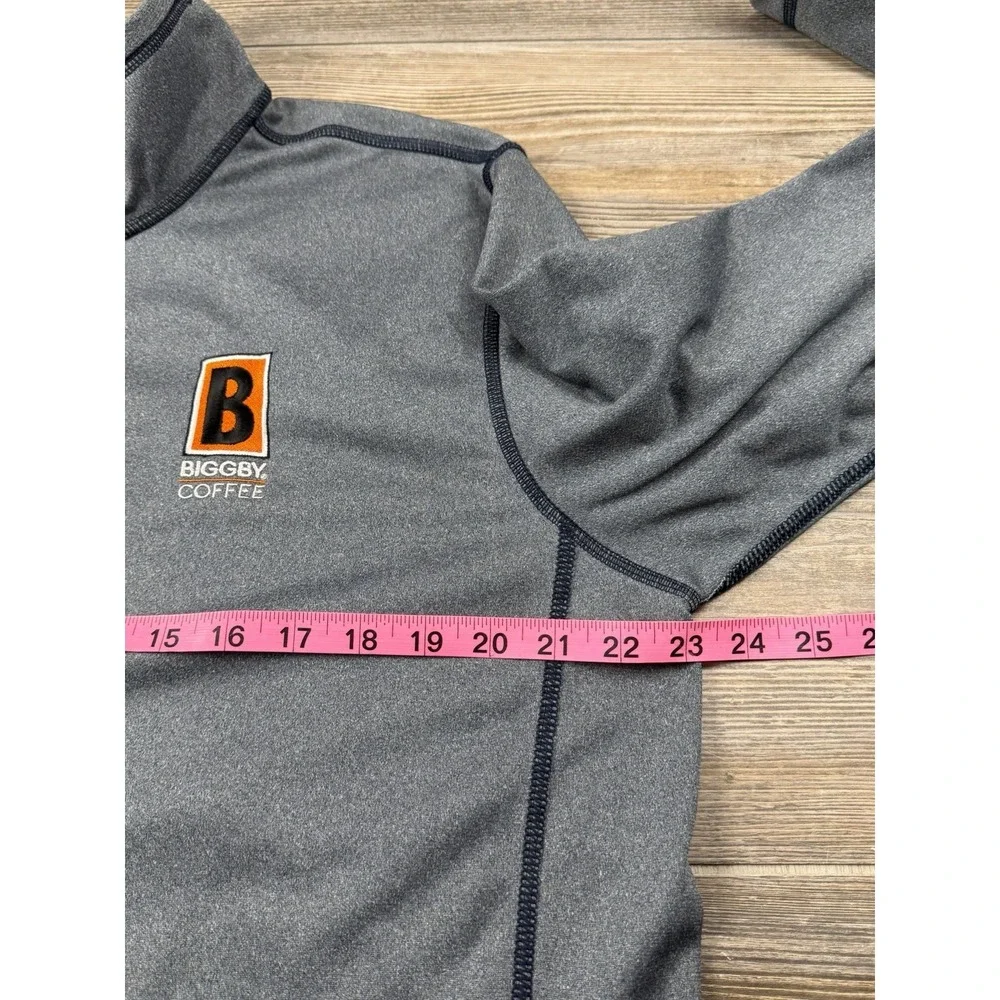 The North Face Grey 1/4 Zip Pullover Activewear Shirt With BIGGBY Logo Mens L